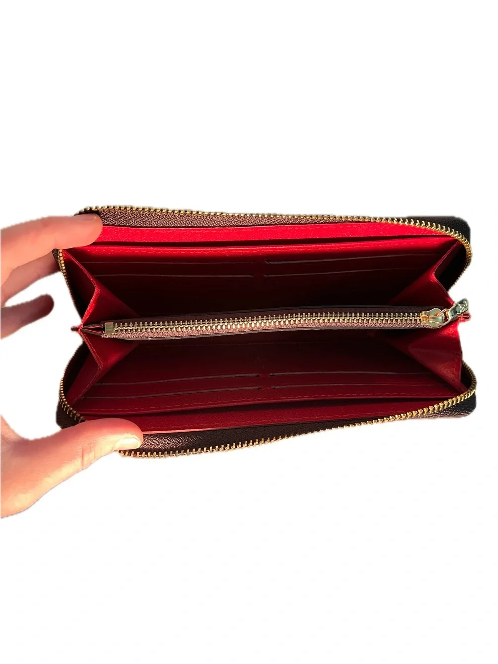 Louis Vuitton Vinyl Zip-Around Wallet in Dark Brown No Outside Zipper Pull